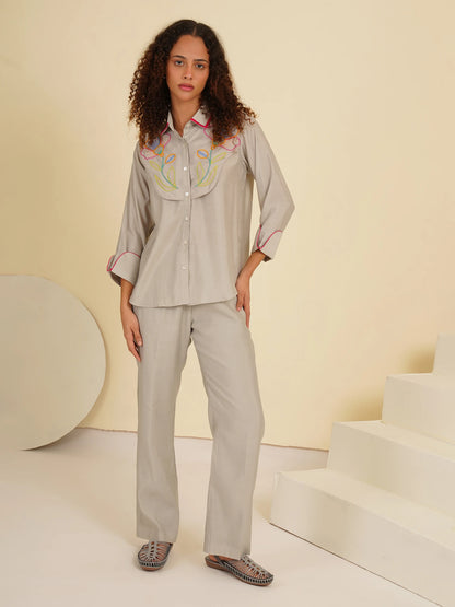 Gray Handcrafted Flat Sandal Clogs
