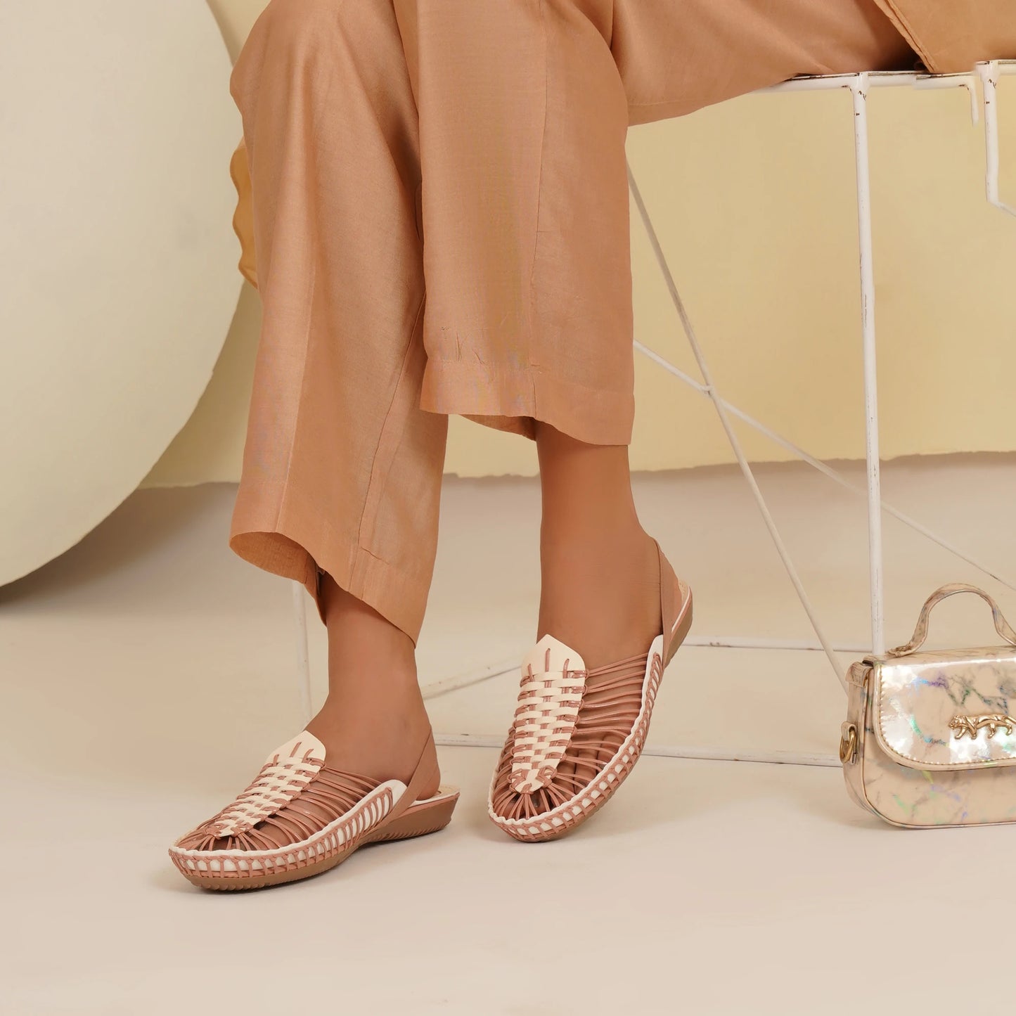 Peach-Cream Handcrafted Clogs