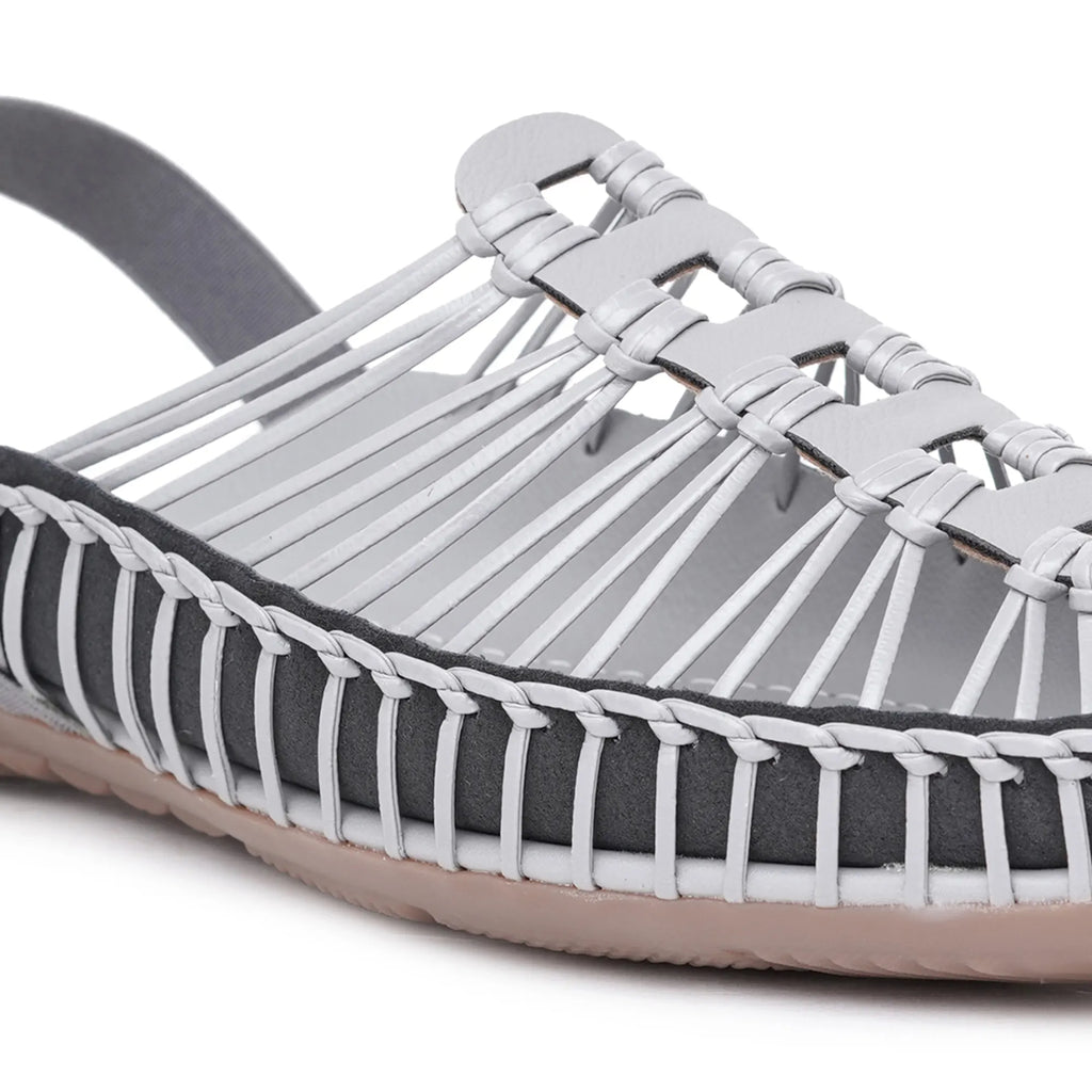 Gray Handcrafted Flat Sandal Clogs